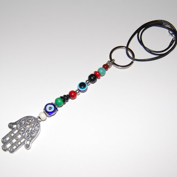 Hamsa Hand keychain,Evil Eye Wall Decor,Car Hanging Ornament,Fatima Hand Gift - Picture 2 of 2